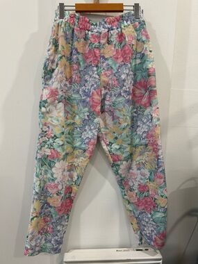 Girls Elastic-Waist Floral Print Casual Pants - Pastel Multi
